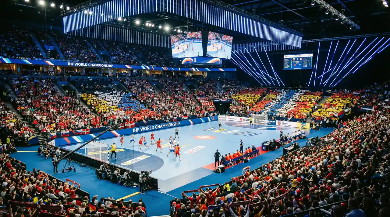 Arena remplie de spectateurs lors d'un match du Championnat du Monde de handball